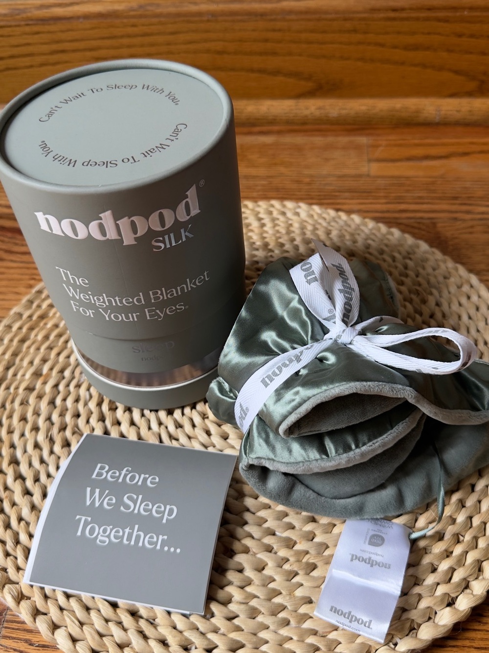 Nodpod Silk Weighted Eye Mask in Sage Green